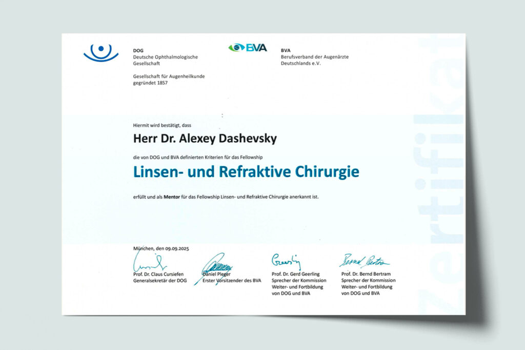 Dr. Dashevsky Mentor für Linsen- und refraktive Chirurgie